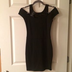 Armani Exchange Cold Shoulder Bodycon Black Dress